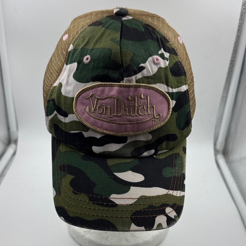 Von Dutch Camo Hat with Pink Patch